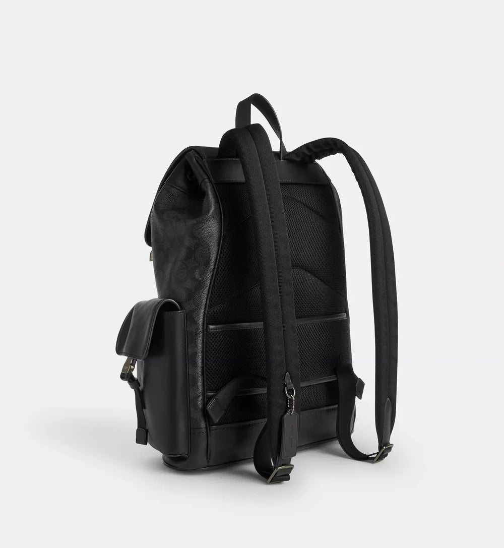 Coach Clark Backpack In Signature Canvas 'Signature Canvas Gunmetal Charcoal Black'