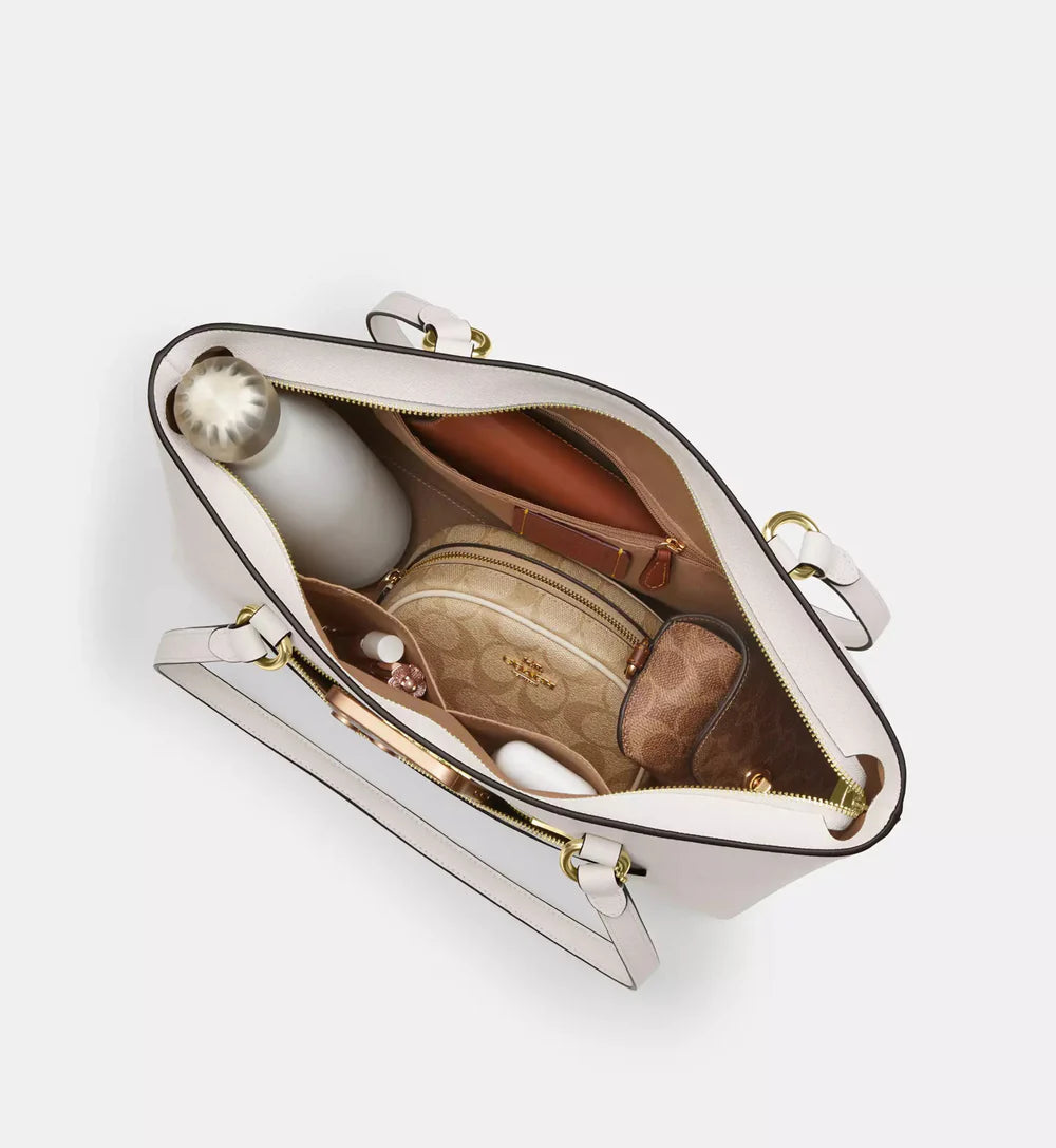 Coach Station Tote Bag 'Crossgrain Leather Gold Chalk'