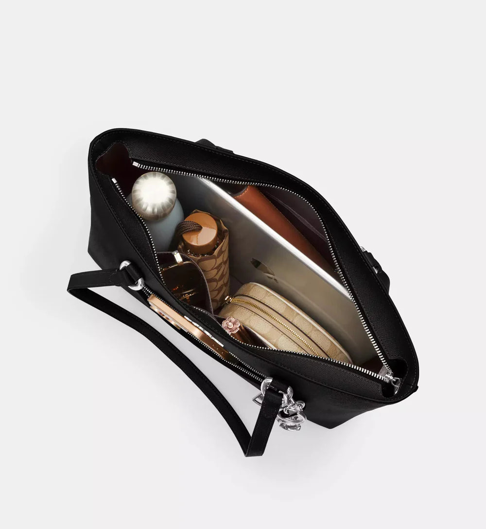 Coach Station Tote Bag 'Crossgrain Leather Silver Black'