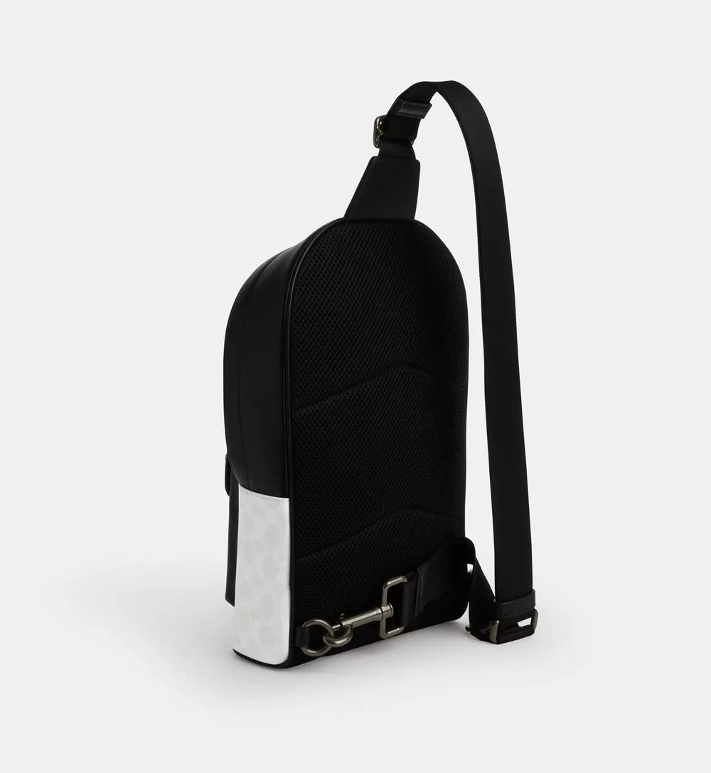 Coach West Pack In Signature Canvas 'Signature Canvas Gunmetal Chalk Black'
