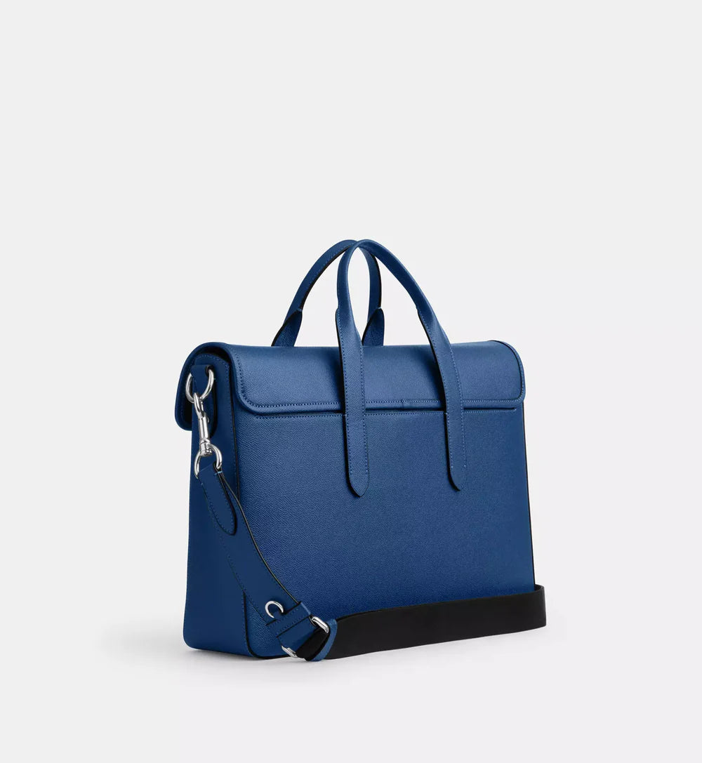 Coach Sullivan Portfolio Brief 'Crossgrain Leather Silver True Blue'