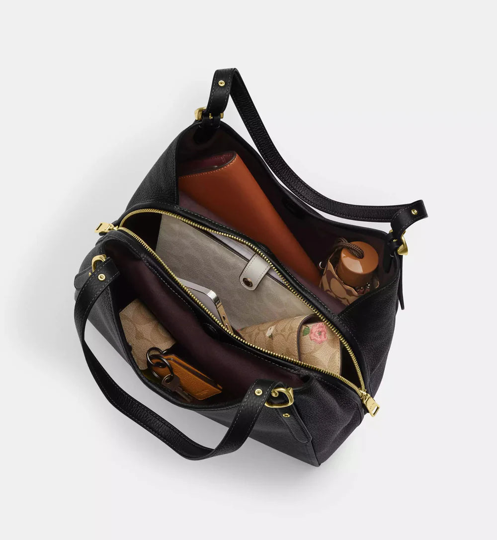 Coach Erin Shoulder Bag 'Pebbled Leather Gold Black'