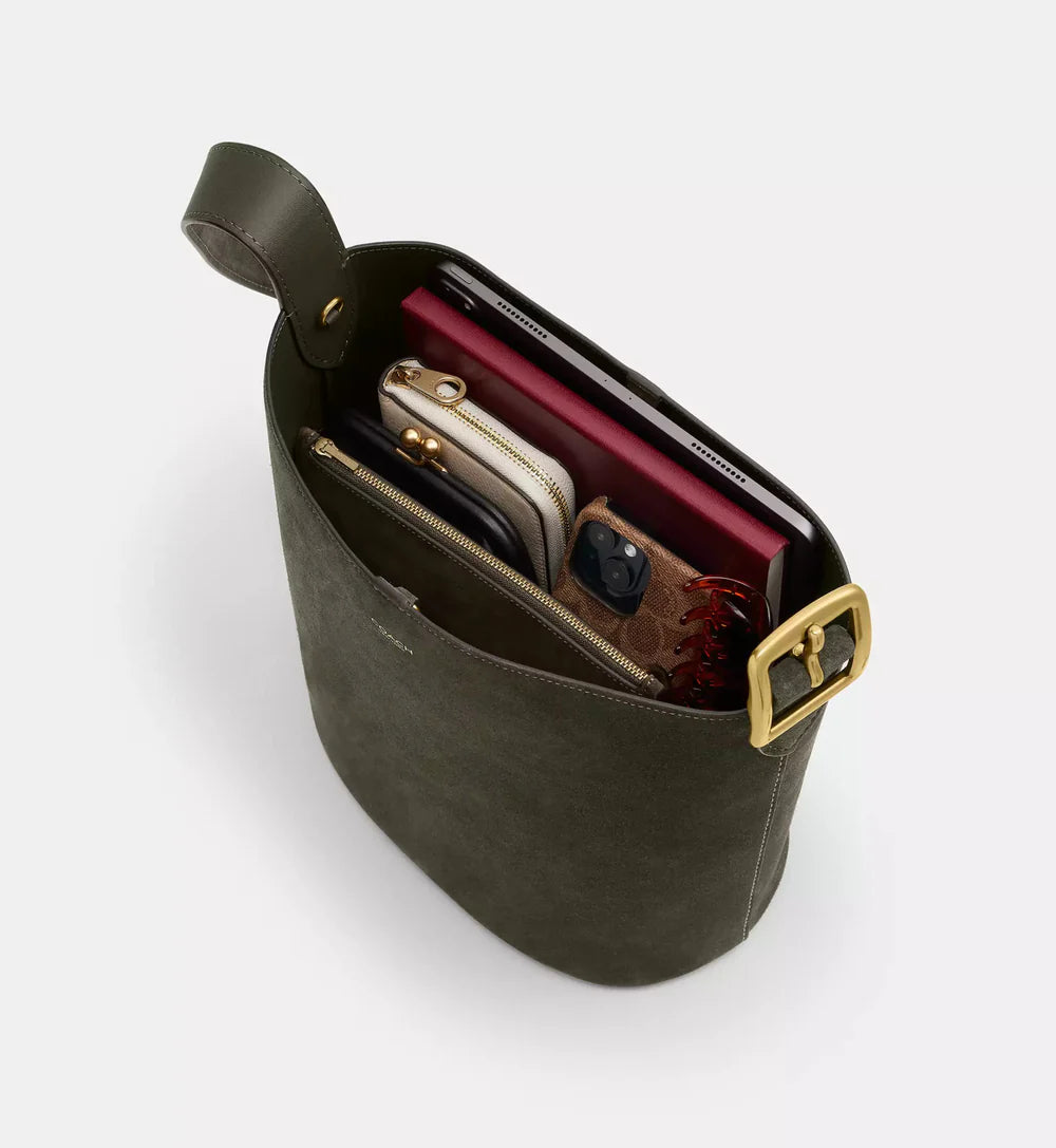 Coach Bleecker Bucket Bag 'Suede Brass Warm Brown'