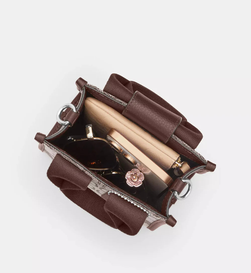 Coach Smith Mini Tote Bag In Signature Jacquard 'Signature Jacquard Silver Oak Maple'