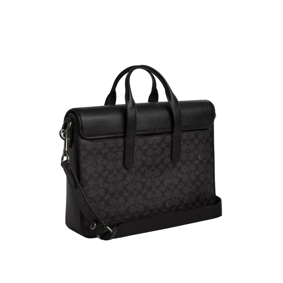 Sullivan Portfolio Brief In Signature Canvas 'Signature Canvas Gunmetal Charcoal Black'