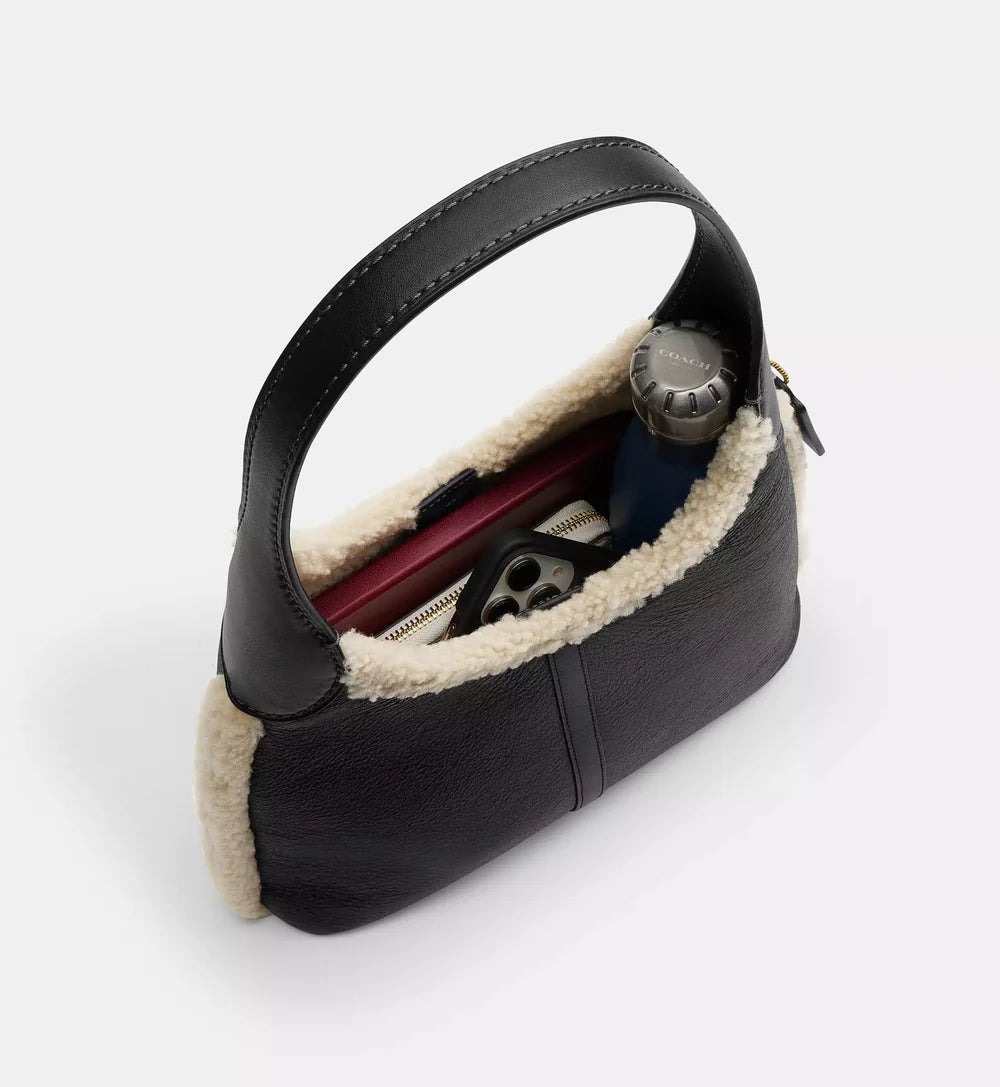 Coach Brooklyn Shoulder Bag 28 In Shearling ' Shearling Brass Black Natural'