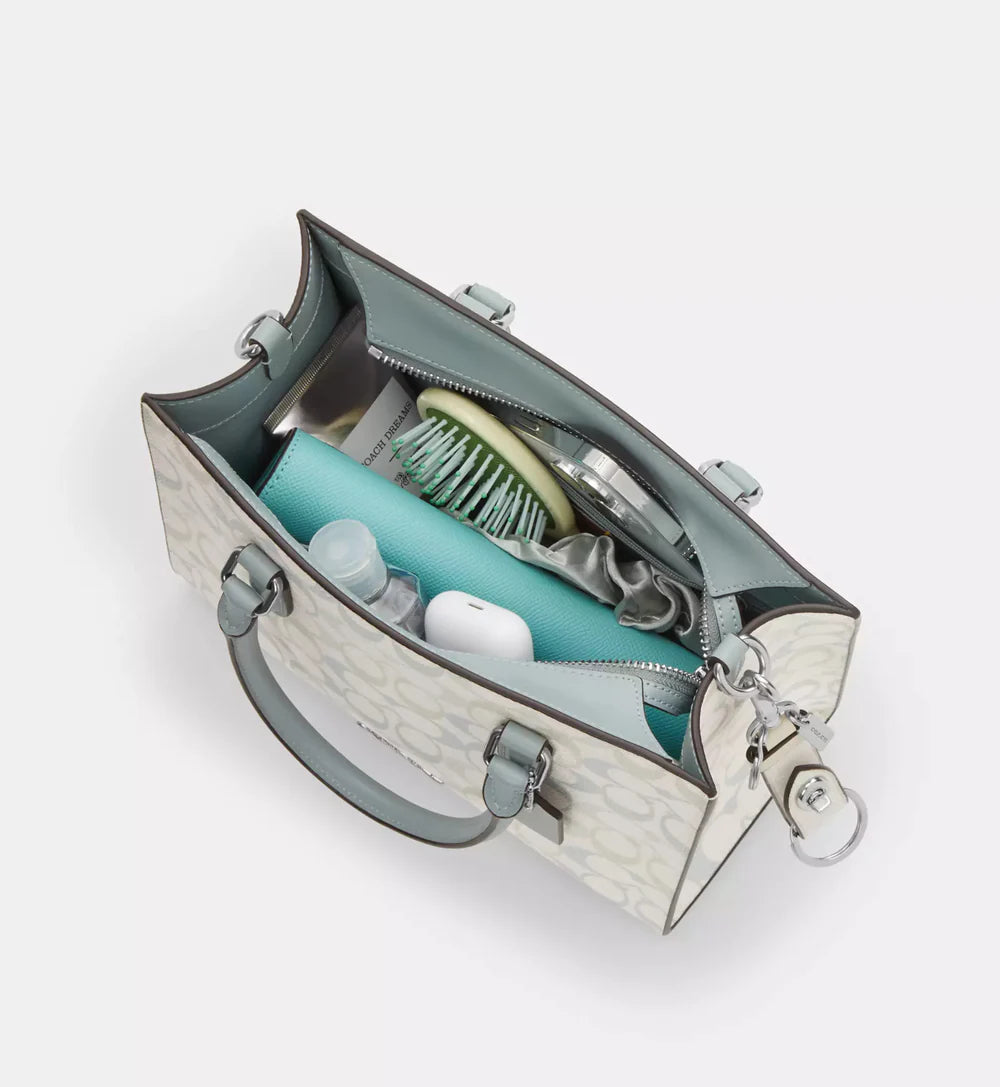 Coach Maggie Small Tote Bag In Pretty Signature Canvas 'Signature Canvas Silver Chalk Blue'