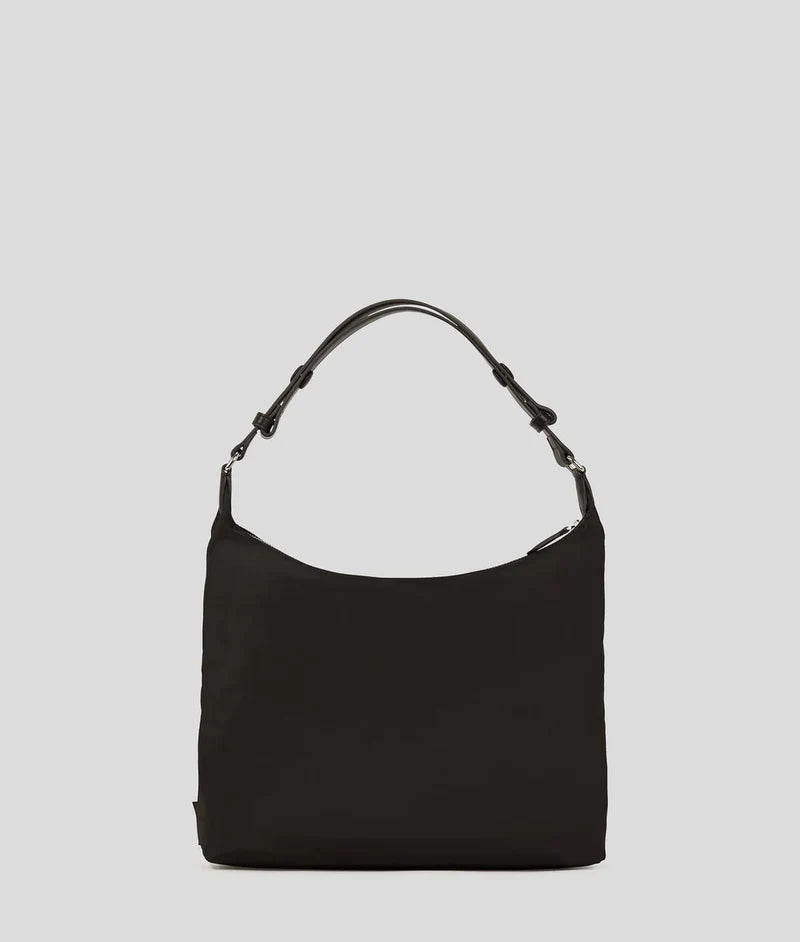 KarlLagerfeld Ikon Nylon Hobo Bag Black