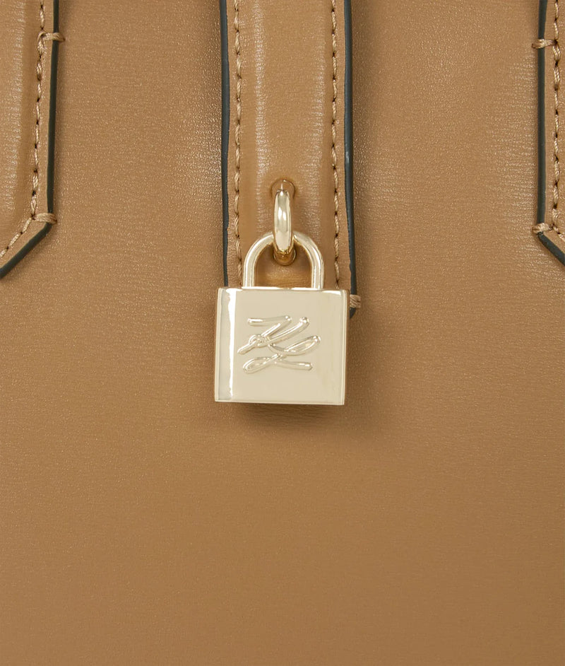 KarlLagerfeld Kautograph Padlock Mini Tote Bag Caramel
