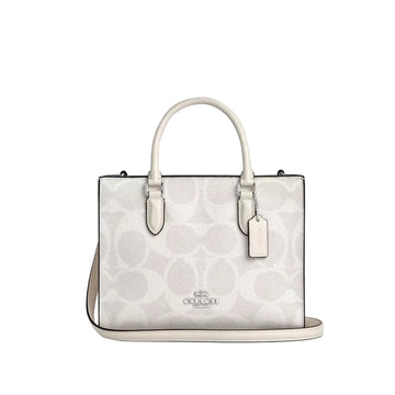 Coach Maggie Small Tote Bag In Signature Canvas ' Silver White Chalk'