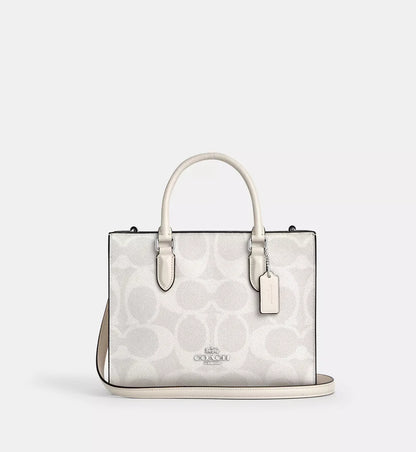 Coach Maggie Small Tote Bag In Signature Canvas ' Silver White Chalk'