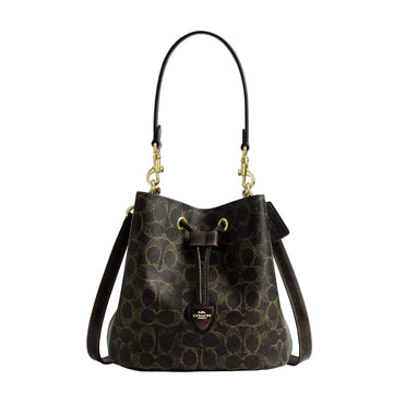 Coach Rowan Bucket Bag In Loved Signature Canvas With Charms 'Signature Canvas Gold Brown'