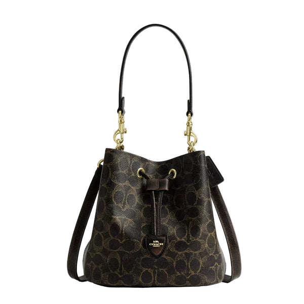 Coach Rowan Bucket Bag In Loved Signature Canvas With Charms 'Signature Canvas Gold Brown'