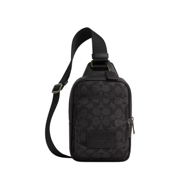 Coach Racer Sling Pack In Signature Canvas 'Signature Canvas Gunmetal Charcoal Black'