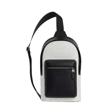 Coach West Pack In Signature Canvas 'Signature Canvas Gunmetal Chalk Black'