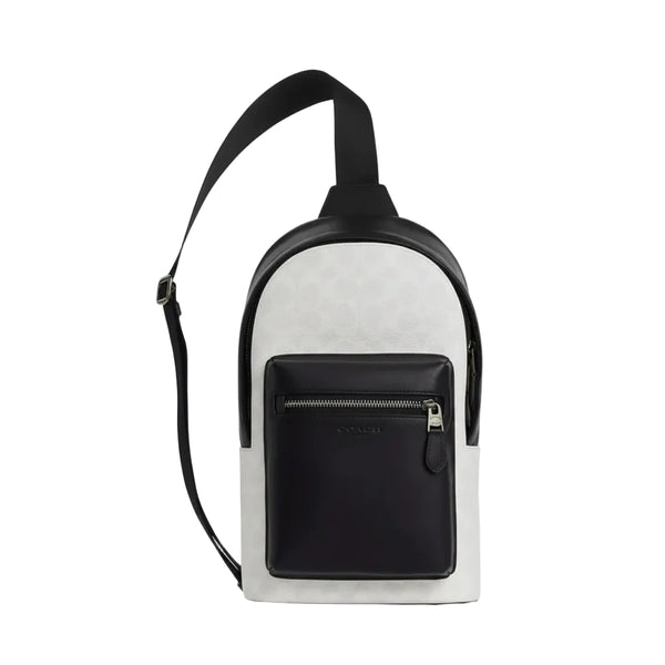 Coach West Pack In Signature Canvas 'Signature Canvas Gunmetal Chalk Black'