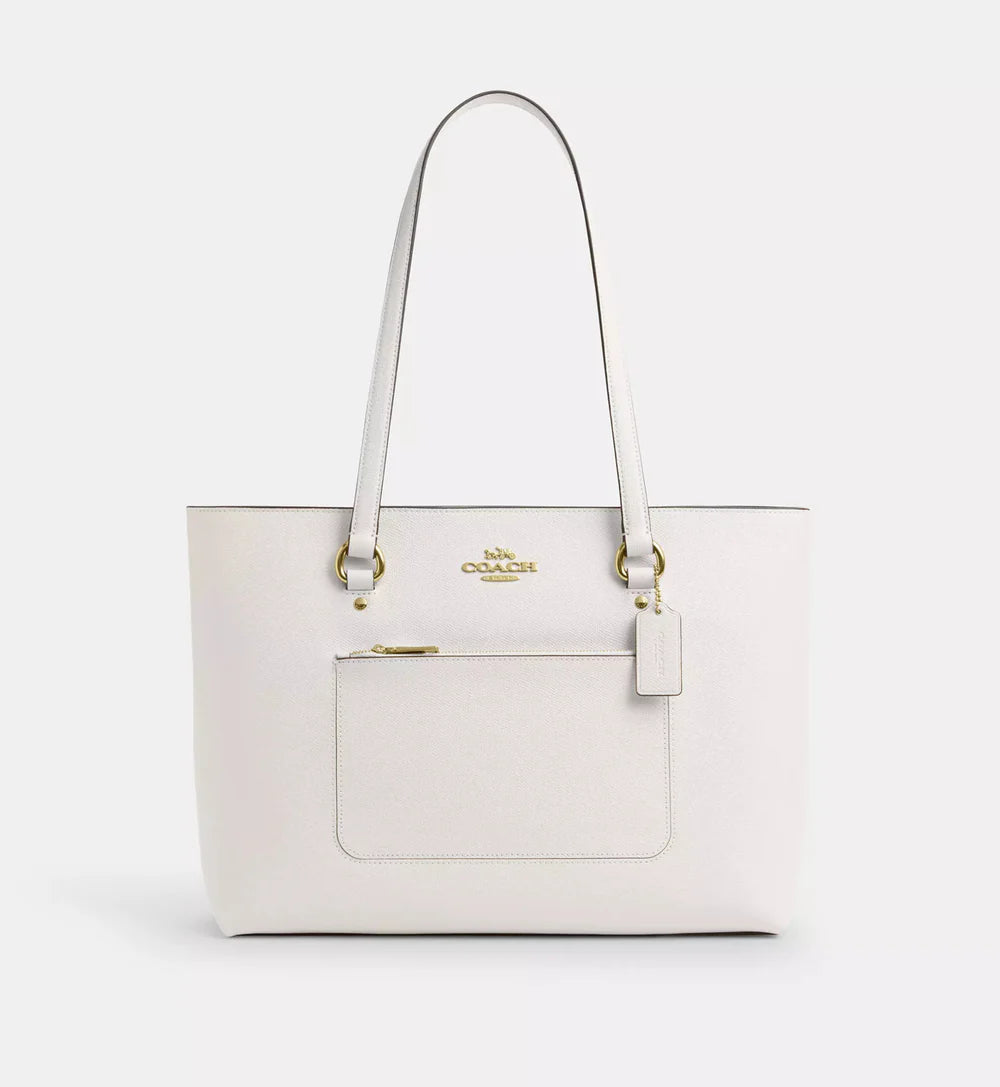 Coach Station Tote Bag 'Crossgrain Leather Gold Chalk'