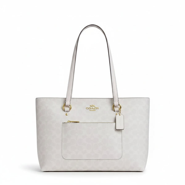 Coach Station Tote Bag In Signature Canvas 'Signature Canvas Gold White Chalk'