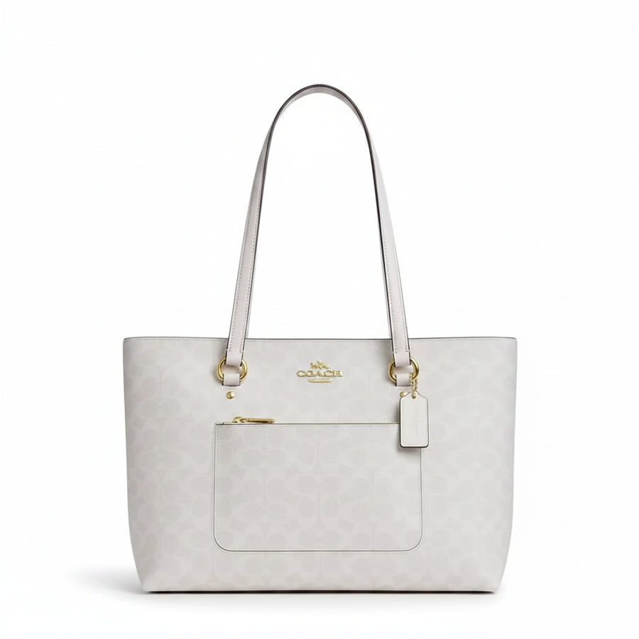 Coach Station Tote Bag In Signature Canvas 'Signature Canvas Gold White Chalk'