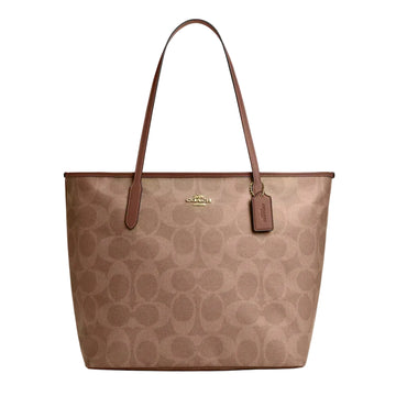 Coach Large City Tote Bag In Maxi Signature Canvas 'Signature Canvas Gold Tan Brown'