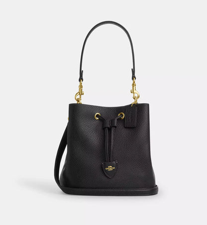 Coach Rowan Bucket Bag 'Pebbled Leather Gold Black'
