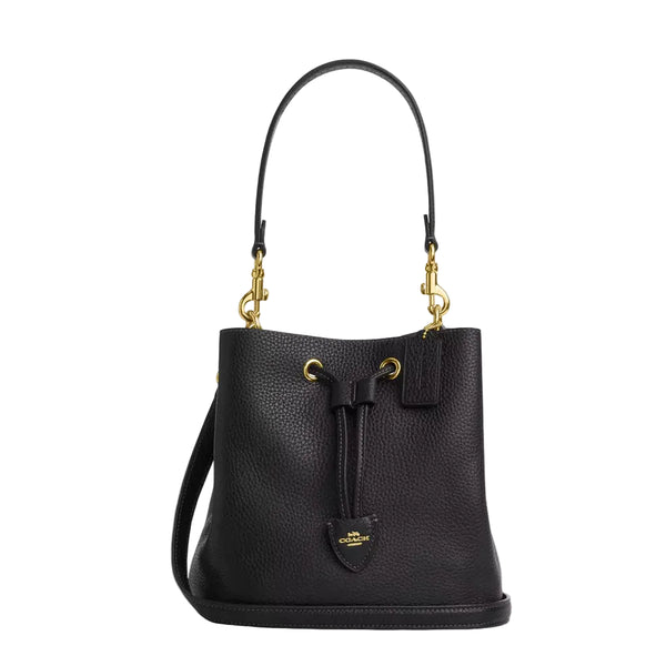 Coach Rowan Bucket Bag 'Pebbled Leather Gold Black'