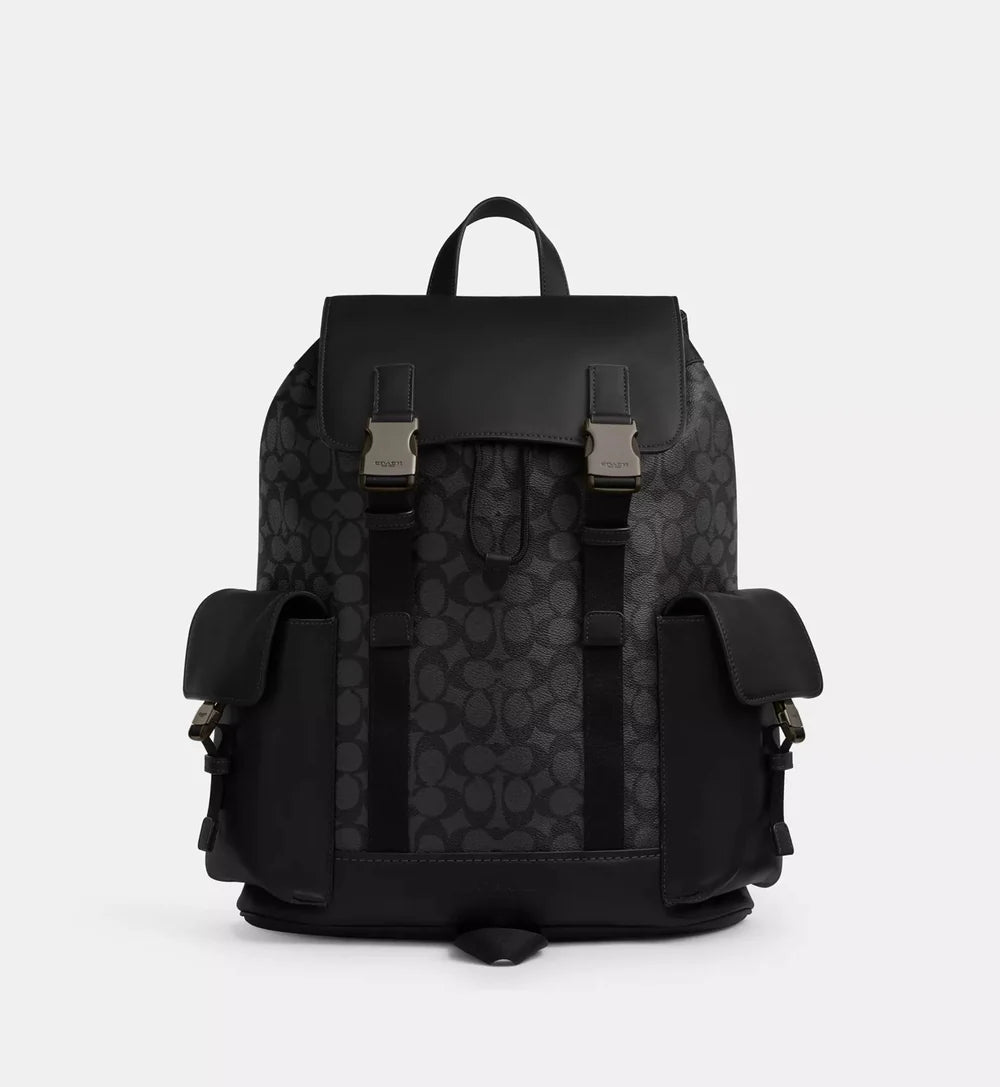 Coach Clark Backpack In Signature Canvas 'Signature Canvas Gunmetal Charcoal Black'