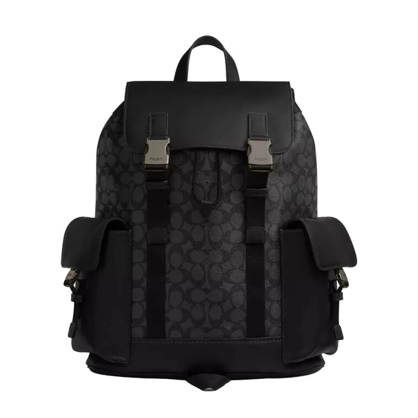 Coach Clark Backpack In Signature Canvas 'Signature Canvas Gunmetal Charcoal Black'