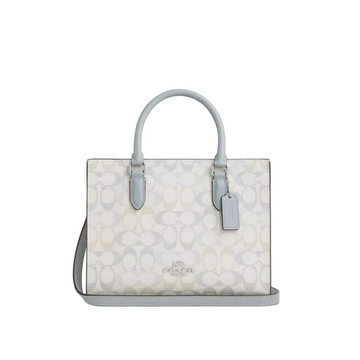 Coach Maggie Small Tote Bag In Pretty Signature Canvas 'Signature Canvas Silver Chalk Blue'