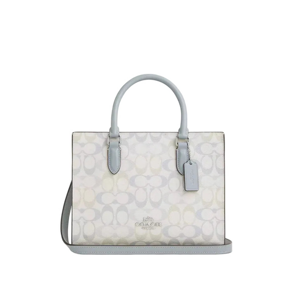 Coach Maggie Small Tote Bag In Pretty Signature Canvas 'Signature Canvas Silver Chalk Blue'