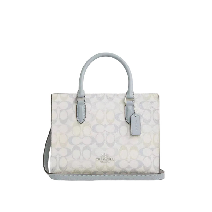 Coach Maggie Small Tote Bag In Pretty Signature Canvas 'Signature Canvas Silver Chalk Blue'