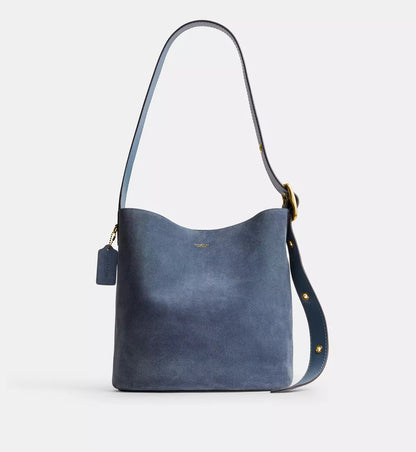 Coach Bleecker Bucket Bag 'Suede Brass Light Denim'