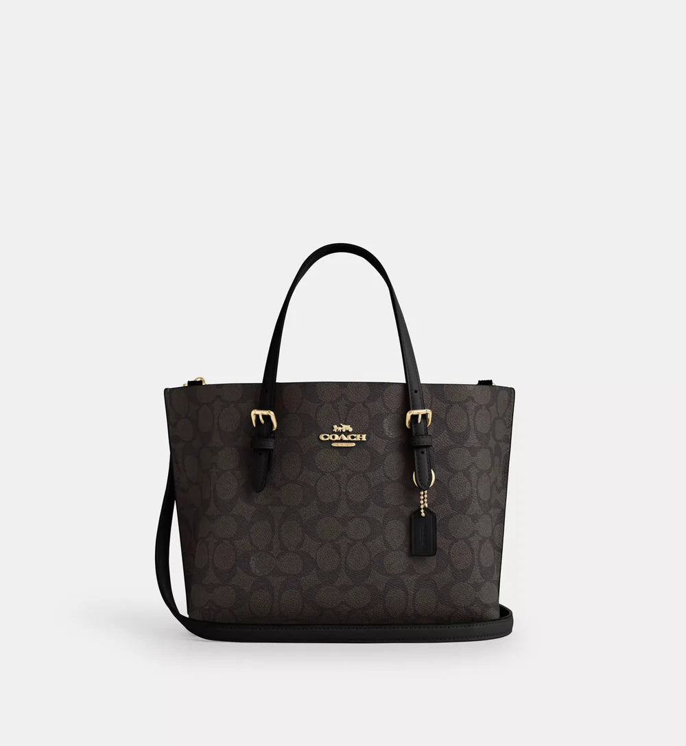Coach Mollie Tote Bag 25 In Signature Canvas 'Signature Canvas Gold Walnut Black'