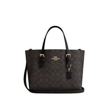 Coach Mollie Tote Bag 25 In Signature Canvas 'Signature Canvas Gold Walnut Black'