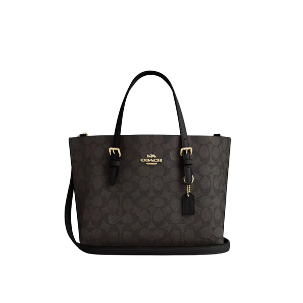 Coach Mollie Tote Bag 25 In Signature Canvas 'Signature Canvas Gold Walnut Black'