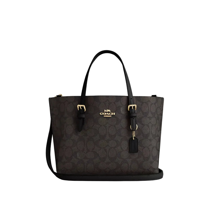 Coach Mollie Tote Bag 25 In Signature Canvas 'Signature Canvas Gold Walnut Black'