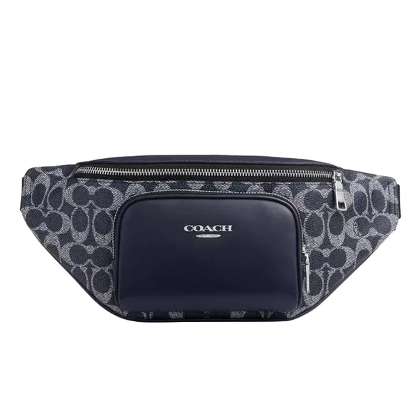 Coach Racer Small Belt Bag In Signature Canvas 'Signature Canvas Silver Denim Chalk'