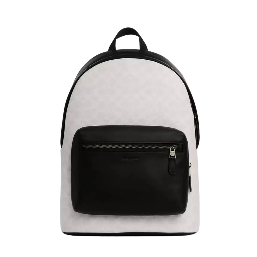 Coach West Backpack In Signature Canvas 'Signature Canvas Gunmetal Chalk Black'