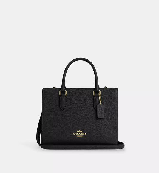 Coach Maggie Small Tote Bag In Signature Leather 'Smooth Leather Gold Black'