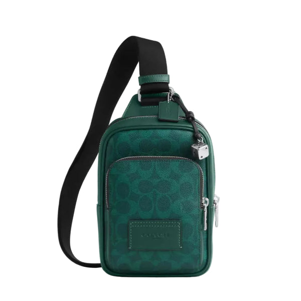 Coach Racer Sling Pack In Signature Canvas With Charms 'Signature Canvas Silver Sea Green'