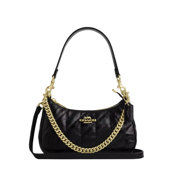 Coach Teri Shoulder Bag With Quilting 'Crinkle Leather Gold Black'