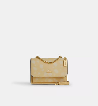 Coach Mini Klare Crossbody Bag With Floral Print 'Pebbled Leather Gold Washed Yellow'