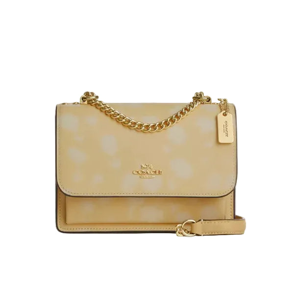 Coach Mini Klare Crossbody Bag With Floral Print 'Pebbled Leather Gold Washed Yellow'