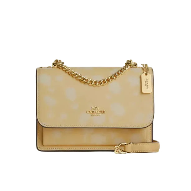 Coach Mini Klare Crossbody Bag With Floral Print 'Pebbled Leather Gold Washed Yellow'