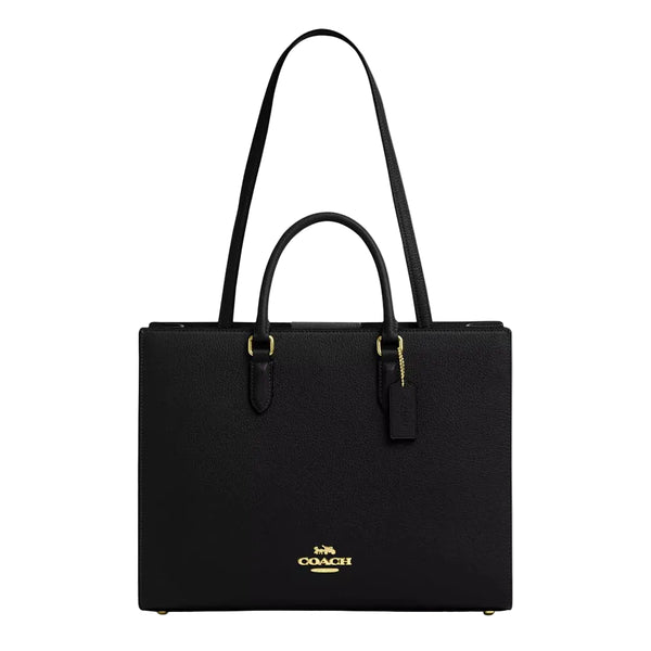 Coach Maggie Tote Bag 'Pebbled Leather Gold Black'