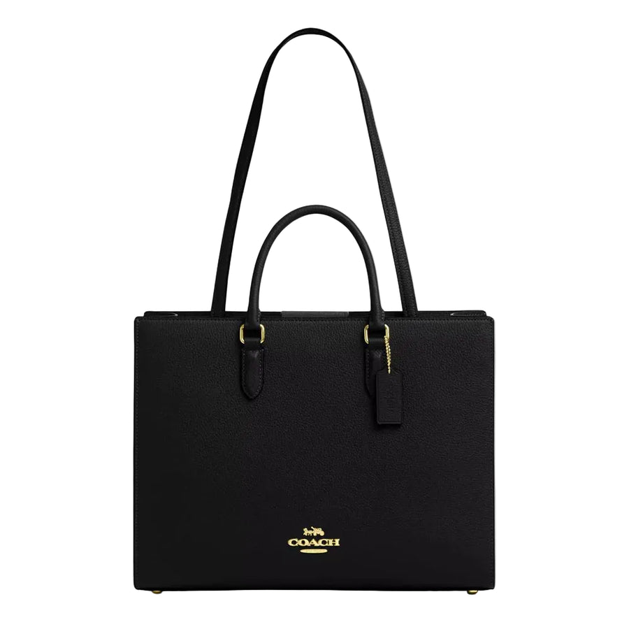 Coach Maggie Tote Bag 'Pebbled Leather Gold Black'