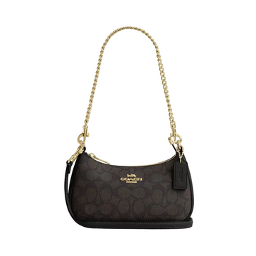 Coach Teri Mini Crossbody Bag In Signature Canvas 'Signature Canvas Gold Walnut Black'