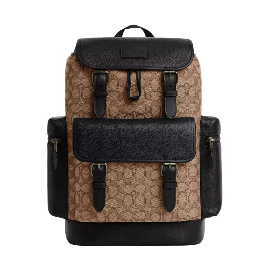 Coach Sprint Backpack In Signature Jacquard 'Signature Jacquard Gunmetal Tan Black'