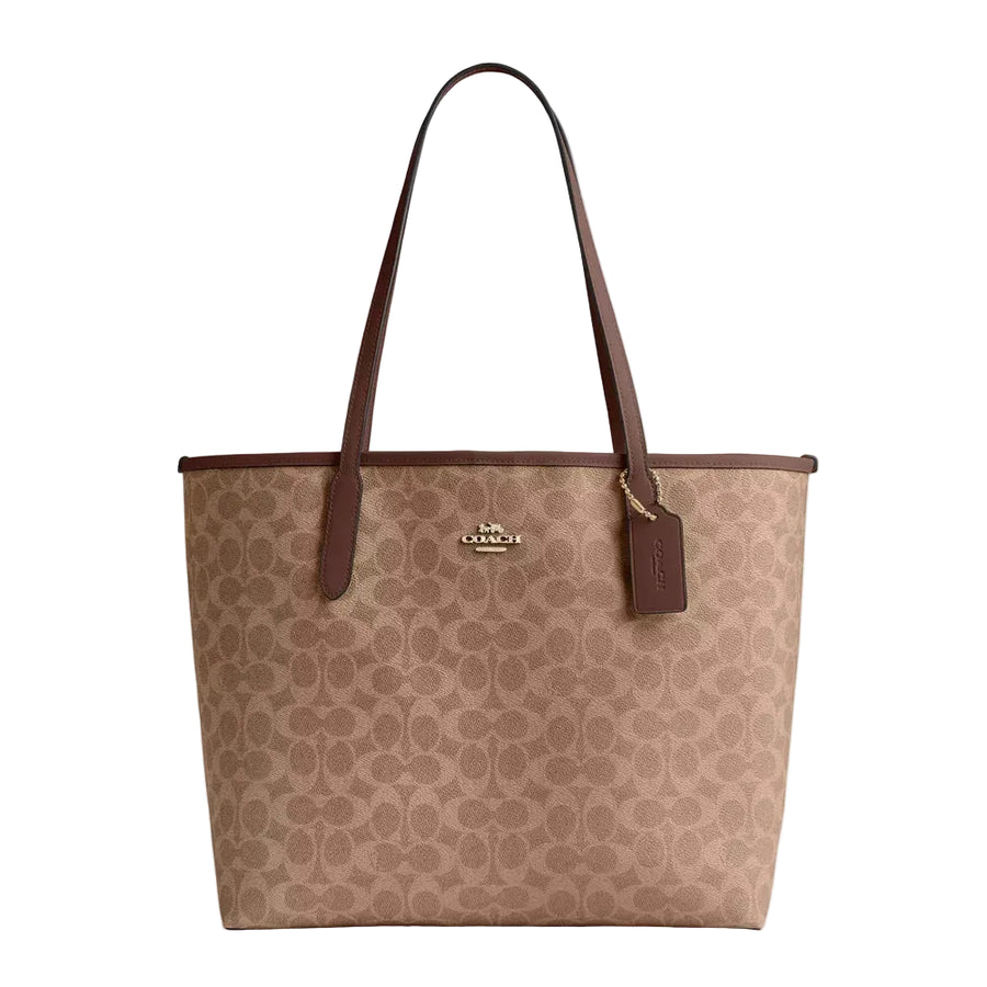 Coach City Tote Bag In Signature Canvas 'Signature Canvas Gold Tan Brown'
