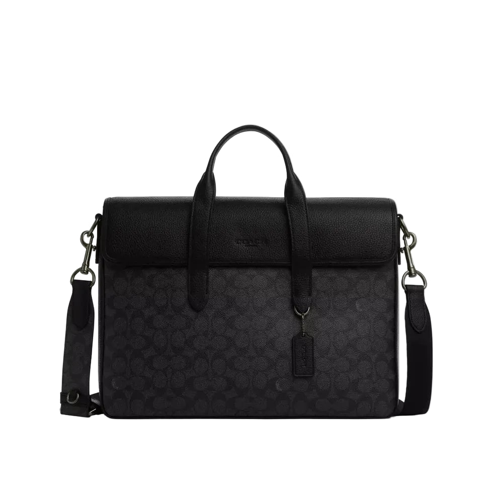 Sullivan Portfolio Brief In Signature Canvas 'Signature Canvas Gunmetal Charcoal Black'
